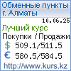 http://www.kurs.kz/ - Курсы валют в обменных пунктах г. Алматы и других городах Казахстана
