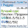 http://www.kurs.kz/ - Курсы валют в обменных пунктах г. Риддер и других городах Казахстана